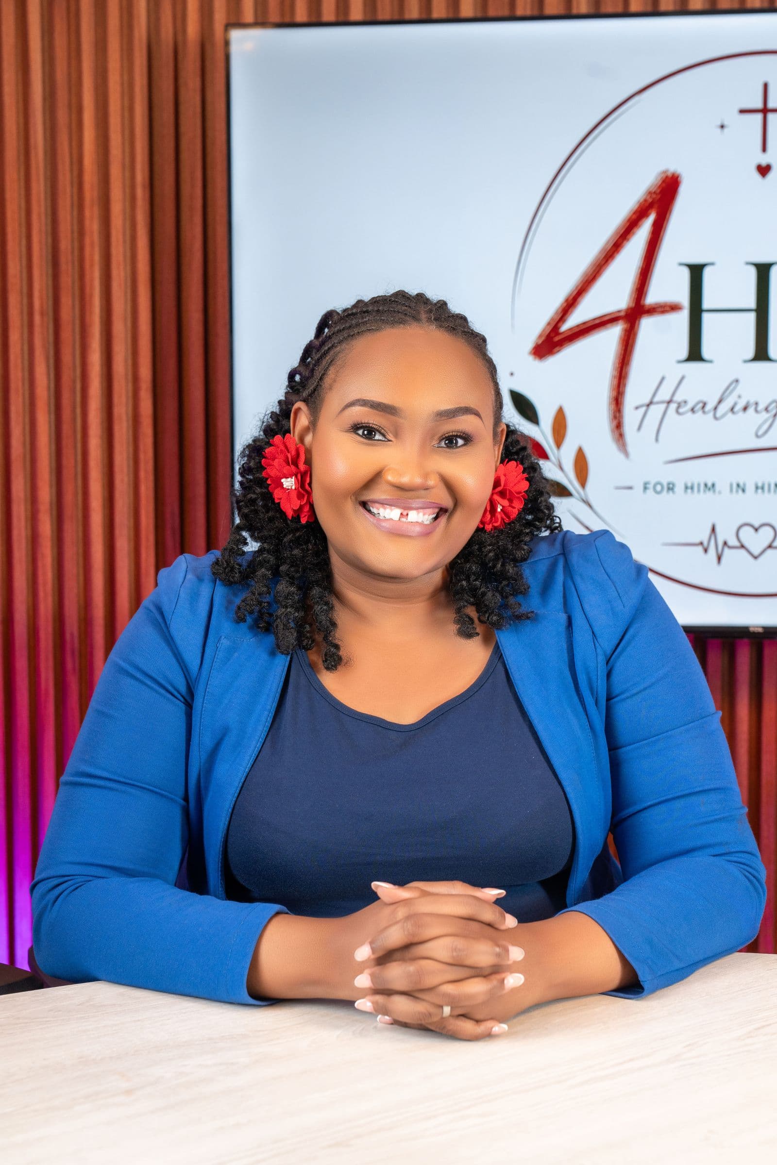 Ivy K. Mutuku on the set of her show
